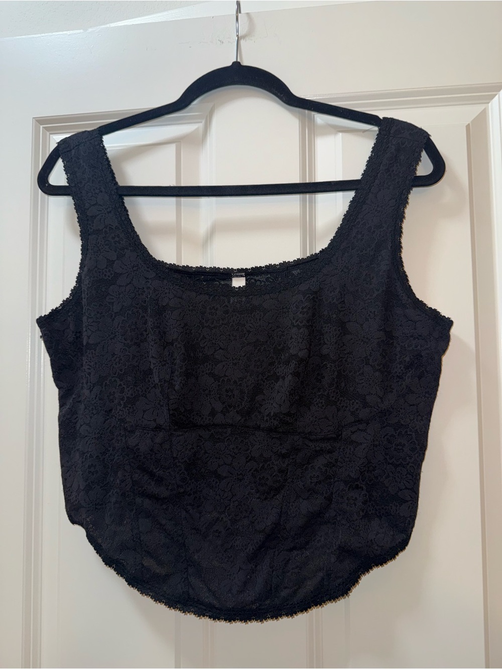 PINK Black Lace Corset Style Crop Top